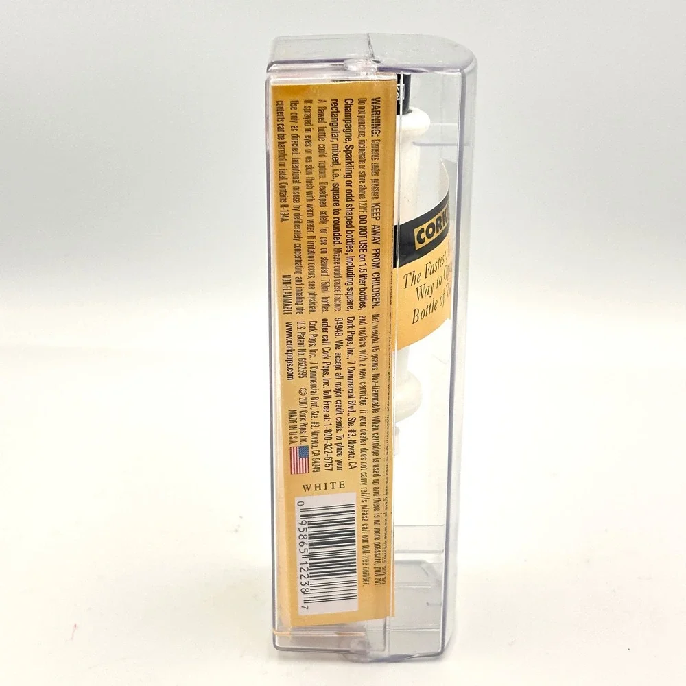 Cork Pops I Original Wine‎ Bottle Opener White Pressurized Air Cork Remover New